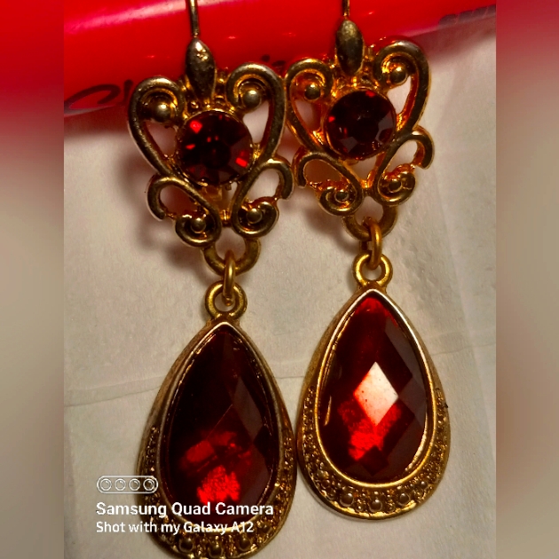 Ruby Red Dangle Earrings